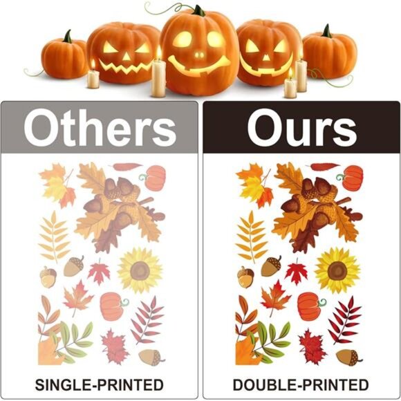 Fall Window Stickers, Thanksgiving Autumn Home Office‎ Decor for Indoor Outdoor - Picture 4 of 7